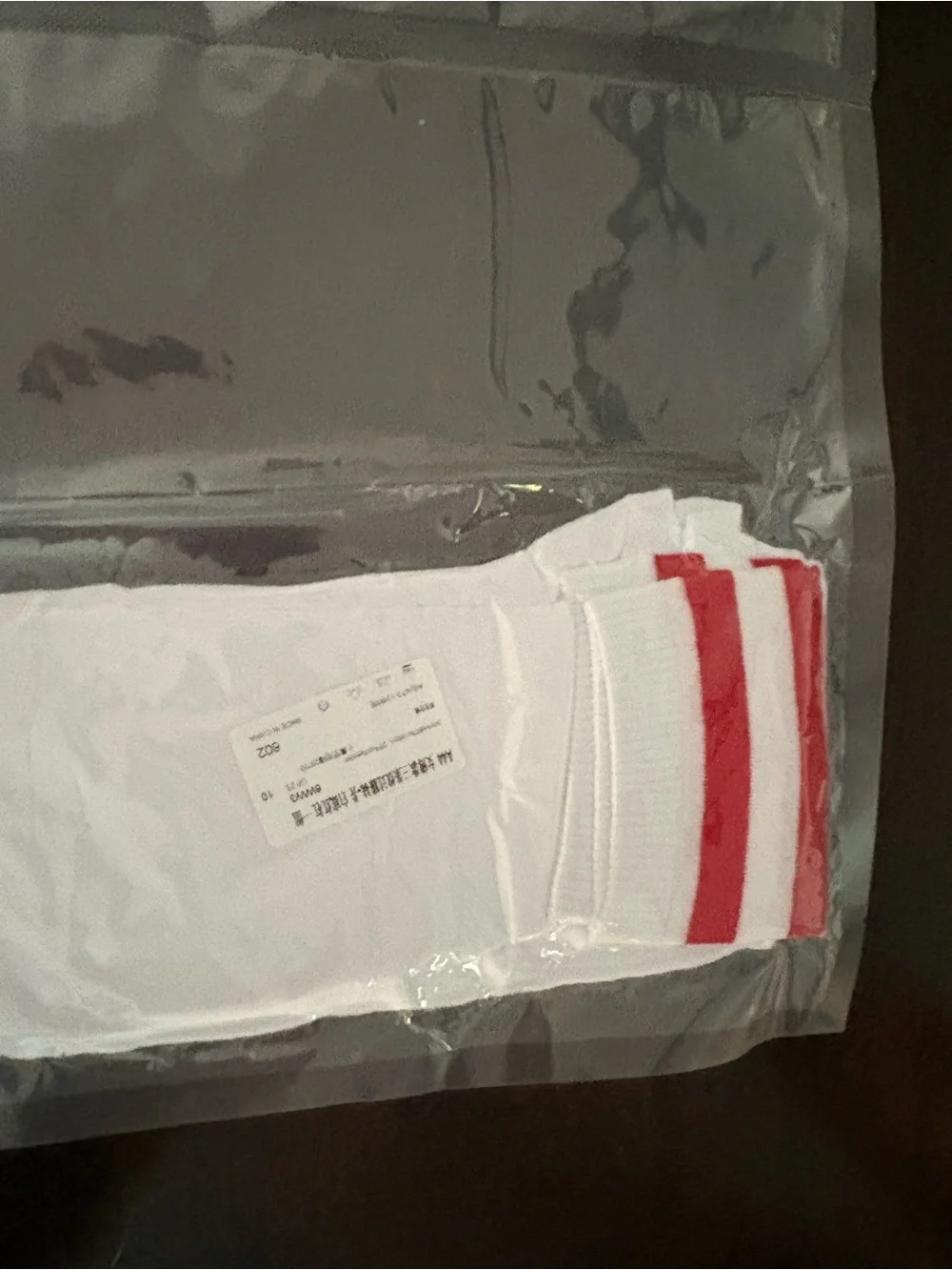 White Knee Socks with Sporty Red stripes women's medium